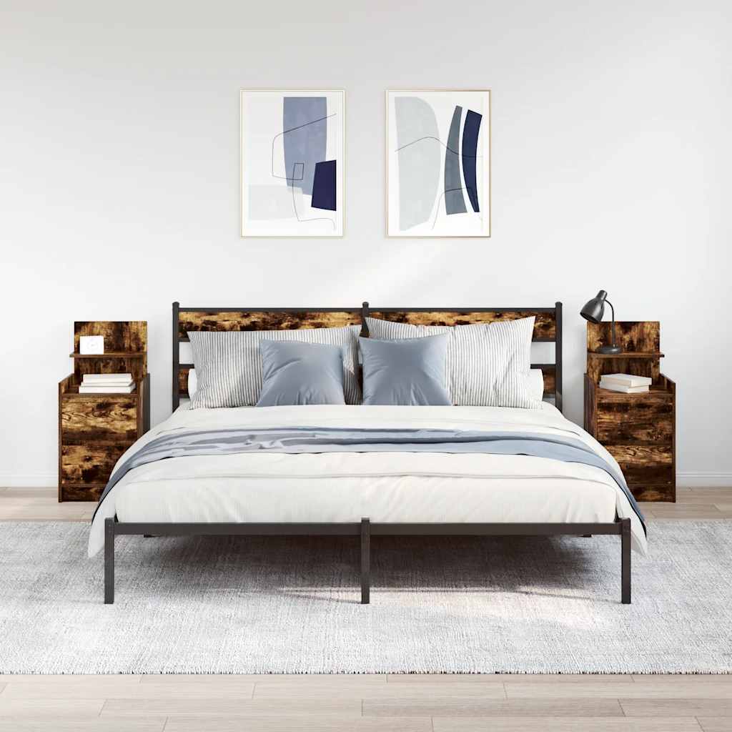 Nachtkastjes met 2 lades 2 st 38x34x80 cm gerookt eikenkleurig