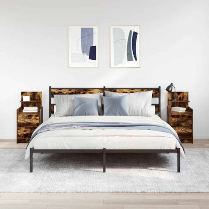 Nachtkastjes met 2 lades 2 st 38x34x80 cm gerookt eikenkleurig