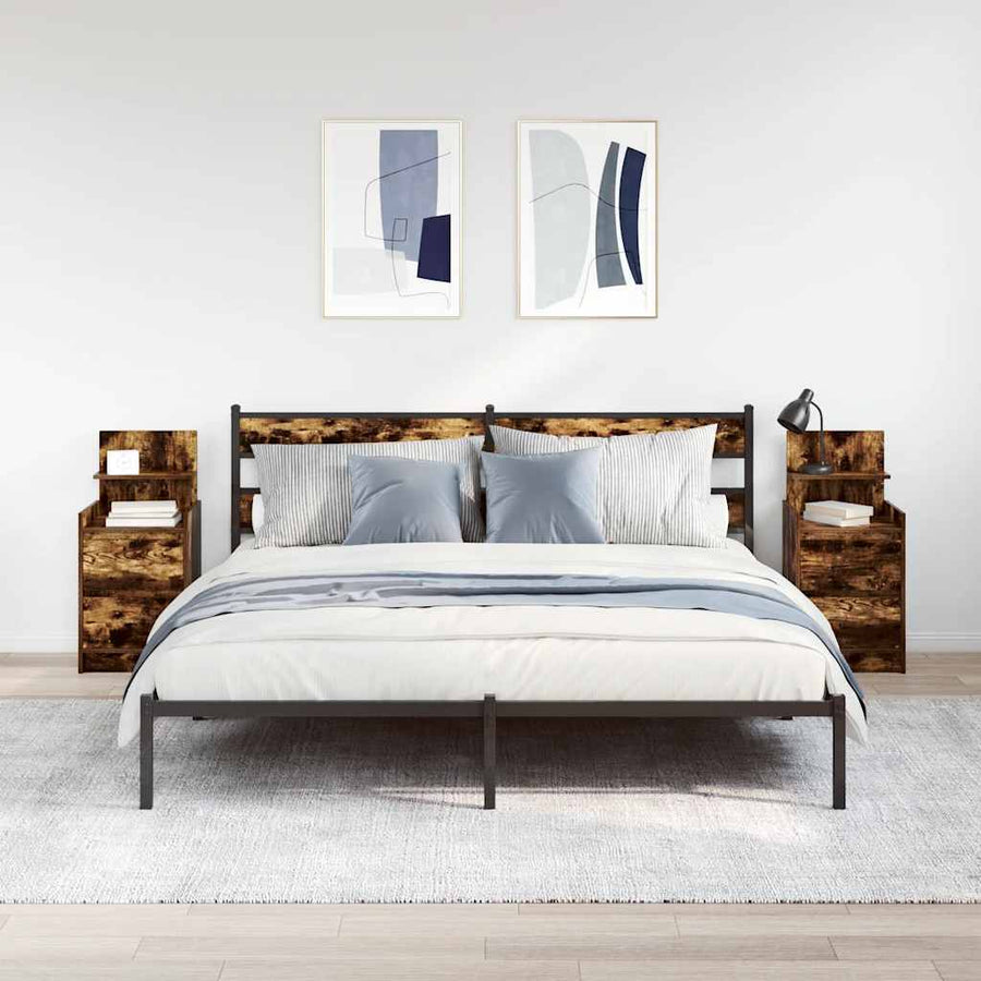 Nachtkastjes met 2 lades 2 st 38x34x80 cm gerookt eikenkleurig