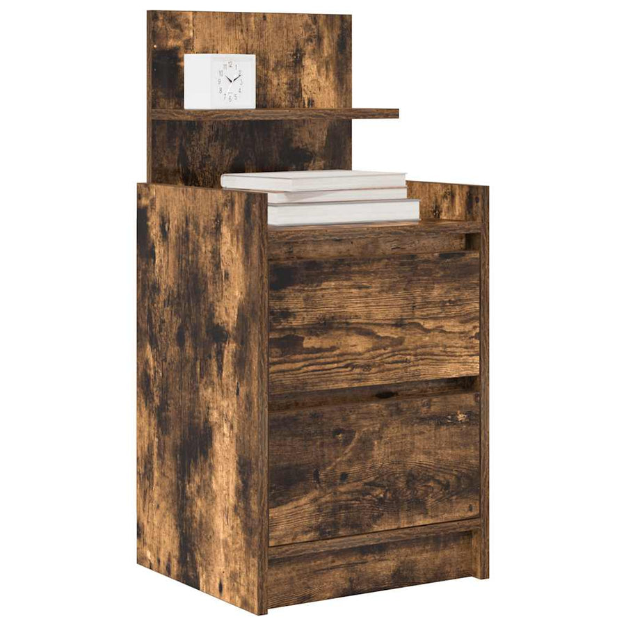 Nachtkastjes met 2 lades 2 st 38x34x80 cm gerookt eikenkleurig
