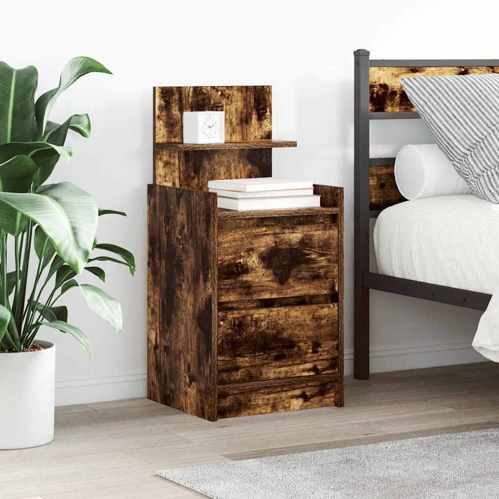 Nachtkastjes met 2 lades 2 st 38x34x80 cm gerookt eikenkleurig