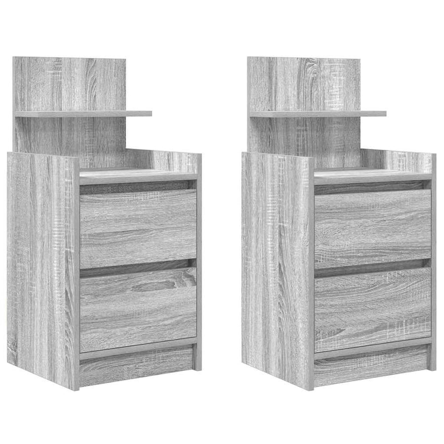 Nachtkastjes Met 2 Lades 2 St 38X34X80 Cm Grijs Sonoma