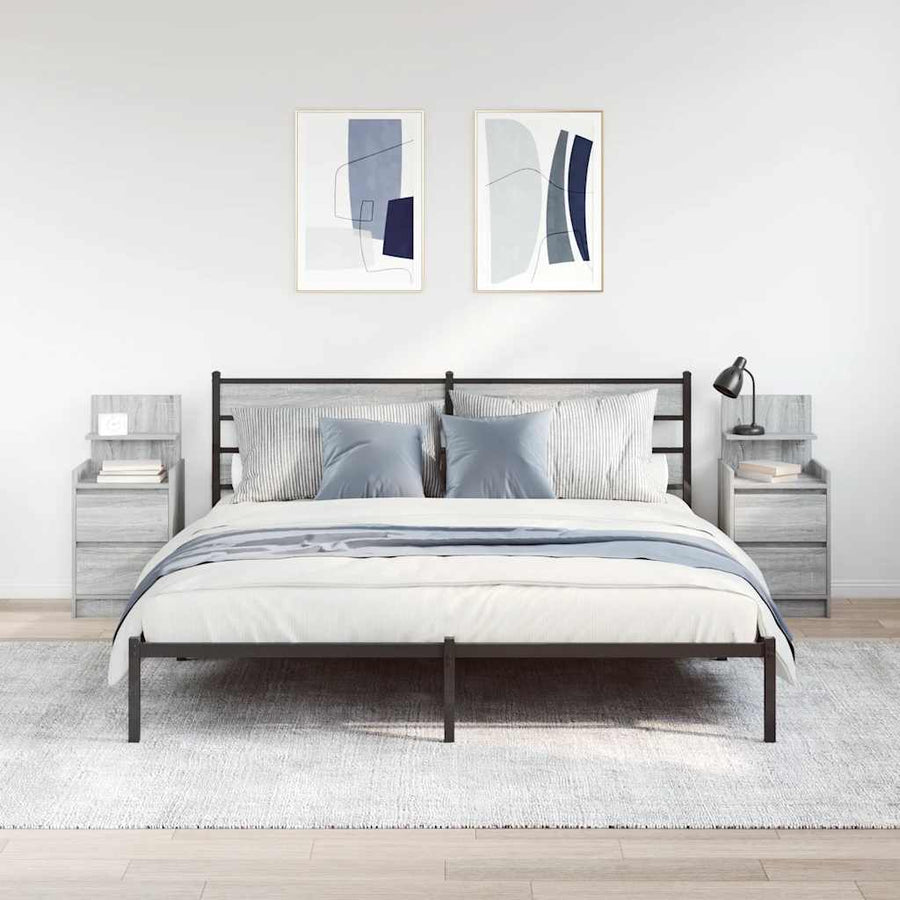 Nachtkastjes Met 2 Lades 2 St 38X34X80 Cm Grijs Sonoma