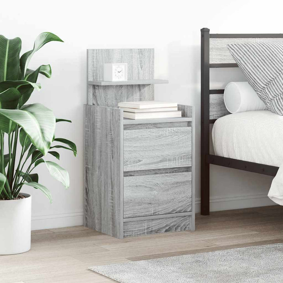 Nachtkastjes Met 2 Lades 2 St 38X34X80 Cm Grijs Sonoma