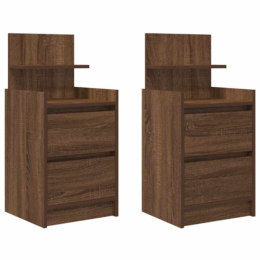 Nachtkastjes met 2 lades 2 st 38x34x80 cm bruin eikenkleurig