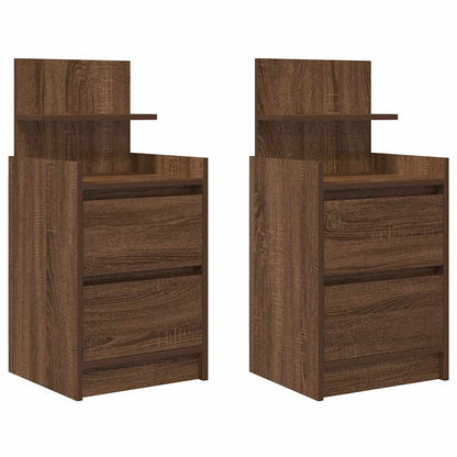 Nachtkastjes met 2 lades 2 st 38x34x80 cm bruin eikenkleurig