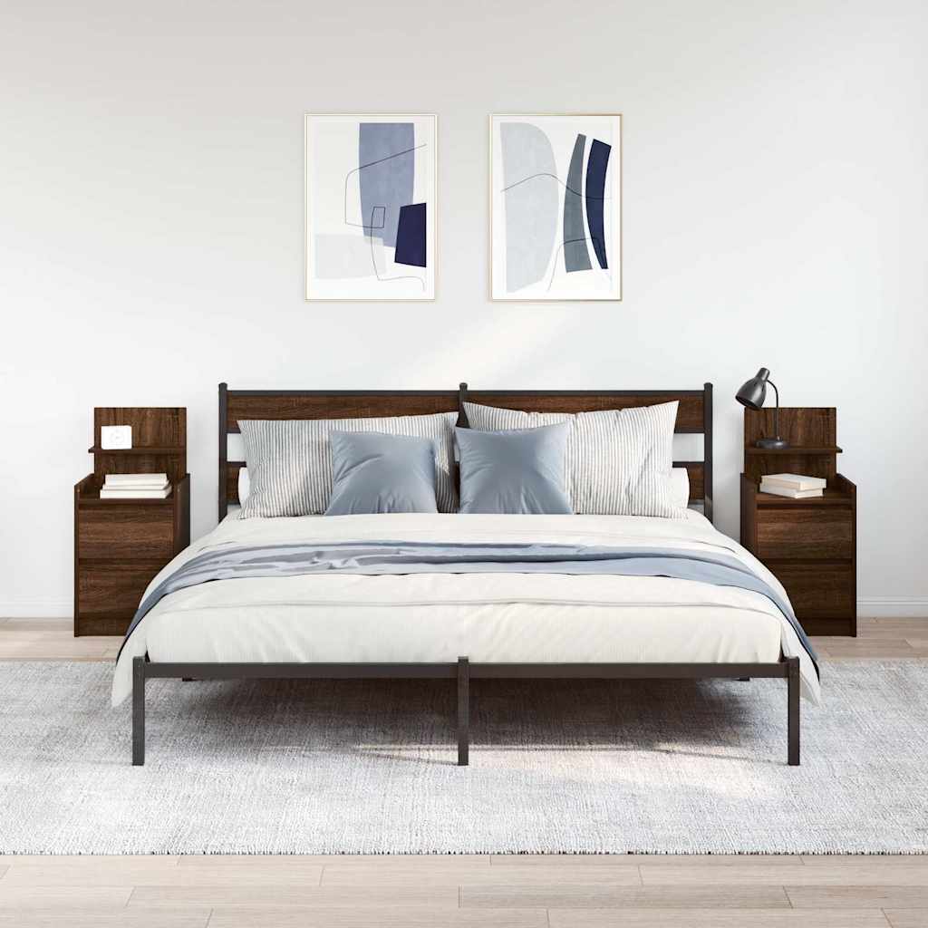 Nachtkastjes met 2 lades 2 st 38x34x80 cm bruin eikenkleurig