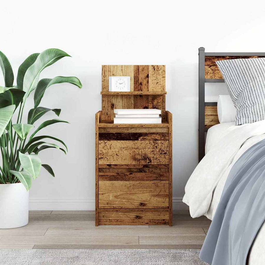Nachtkastje met 2 lades 38x34x80 cm oud houtkleurig
