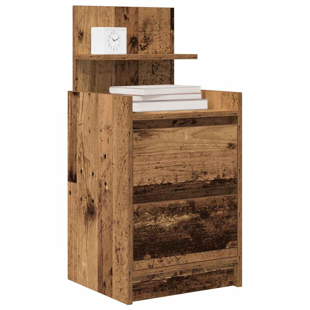 Nachtkastje met 2 lades 38x34x80 cm oud houtkleurig
