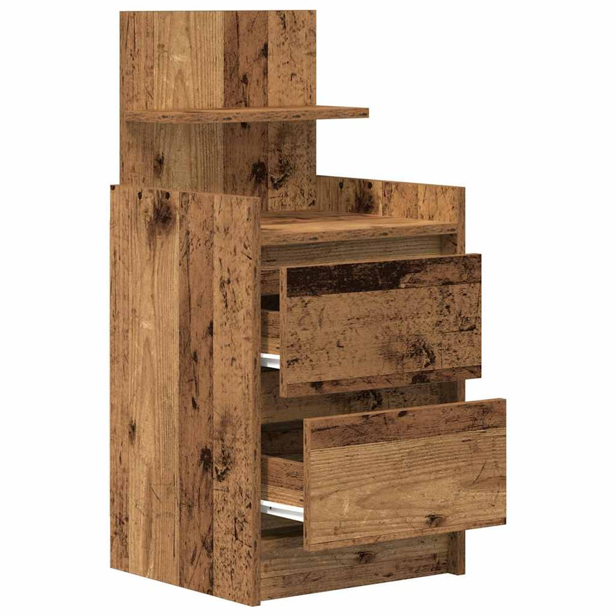 Nachtkastje met 2 lades 38x34x80 cm oud houtkleurig