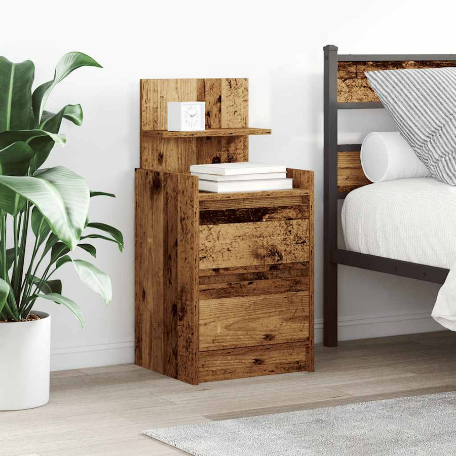 Nachtkastje met 2 lades 38x34x80 cm oud houtkleurig