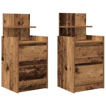 Nachtkastjes met 2 lades 2 st 38x34x80 cm oud hout