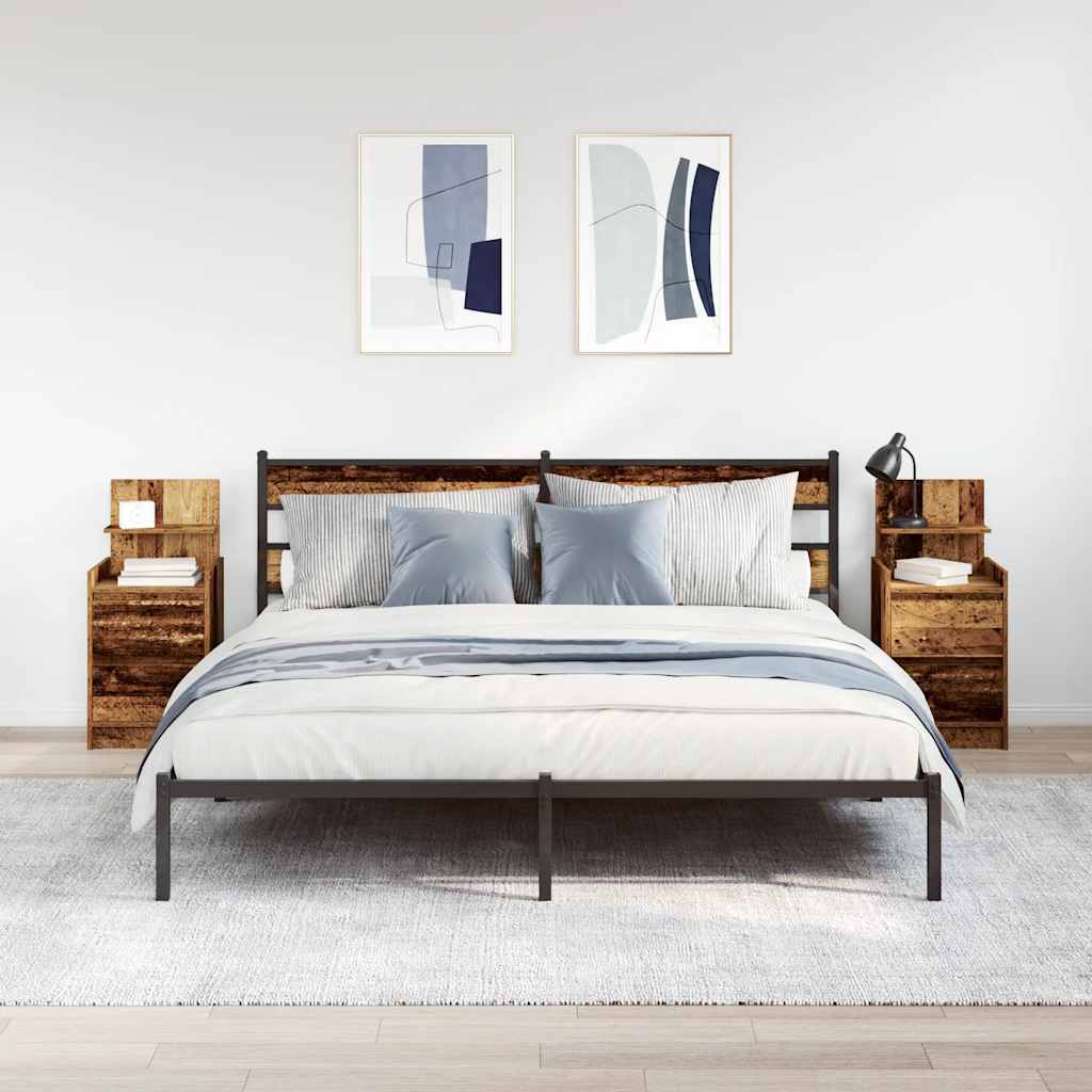 Nachtkastjes met 2 lades 2 st 38x34x80 cm oud hout