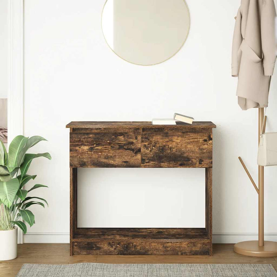 Wandtafel Met Lades Kleurig 85,5X38,5X74,5 Cm Gerookt eiken