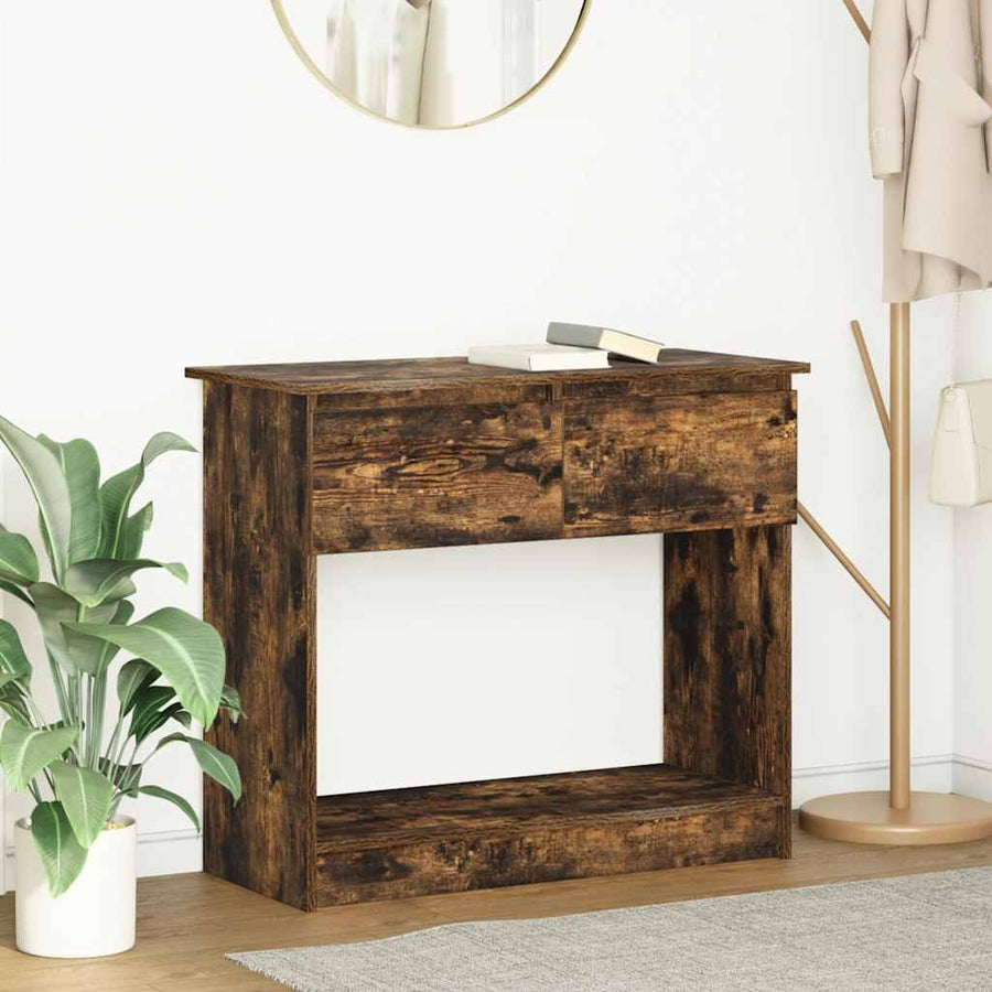 Wandtafel Met Lades Kleurig 85,5X38,5X74,5 Cm Gerookt eiken
