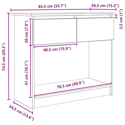 Wandtafel met lades 85,5x38,5x74,5 cm bruin eikenkleurig