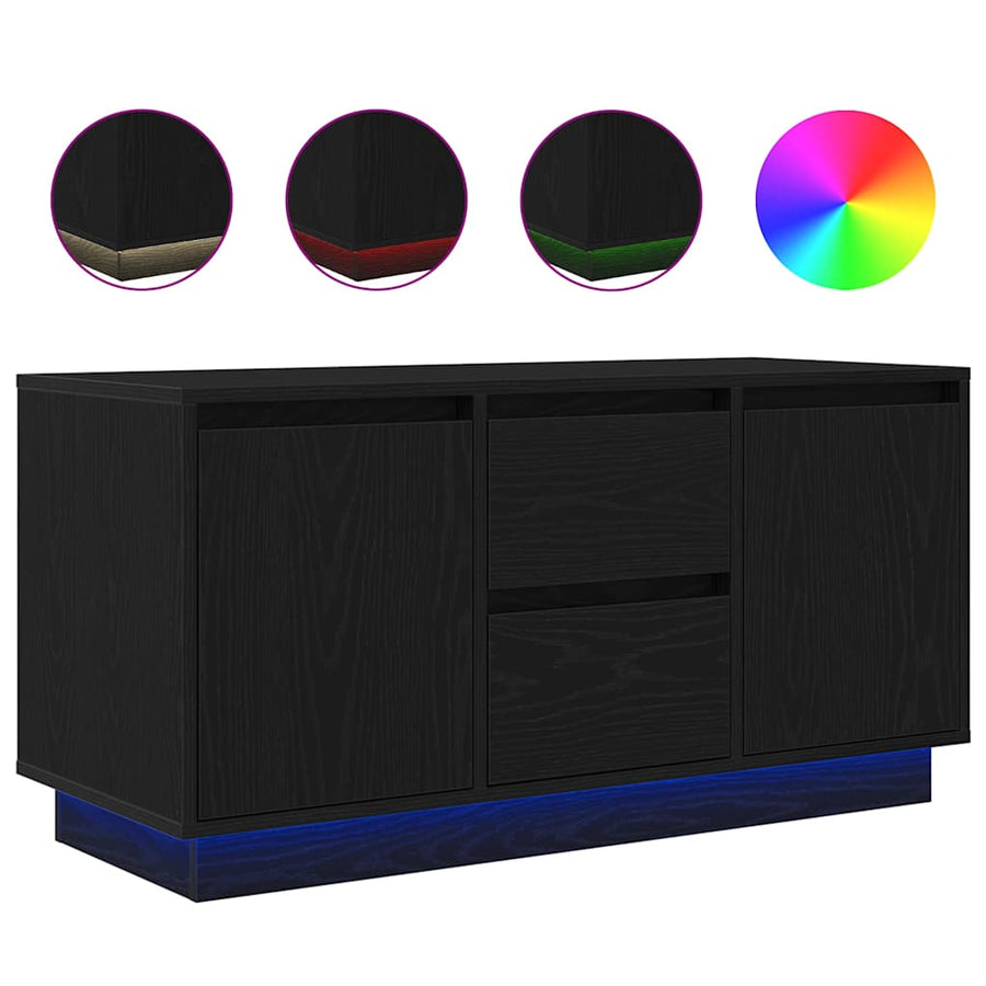 Tv-meubel met LED-verlichting 100x41x50 cm zwart eikenkleurig