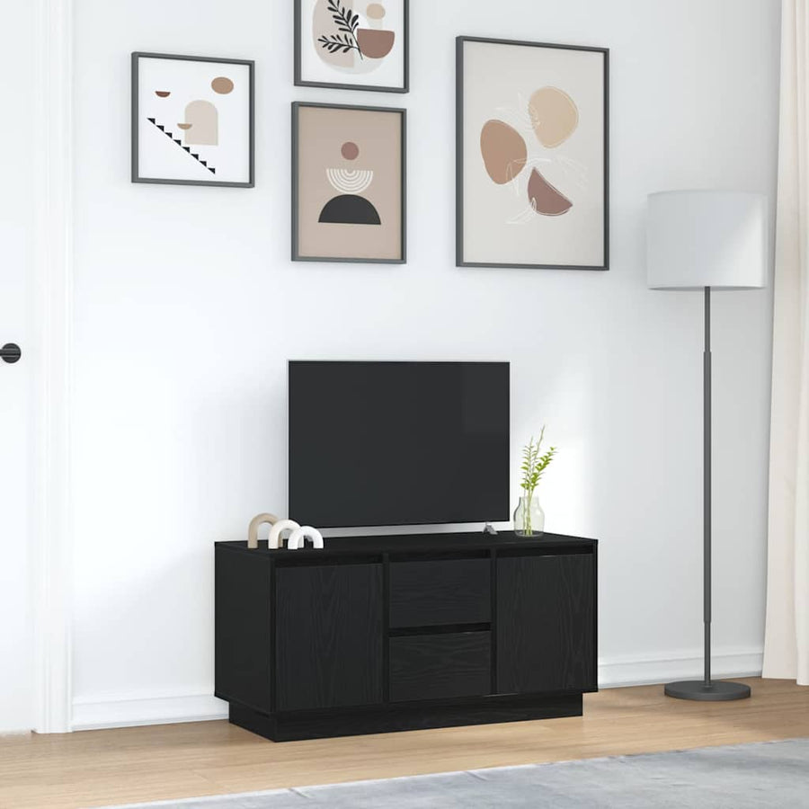 Tv-meubel met LED-verlichting 100x41x50 cm zwart eikenkleurig