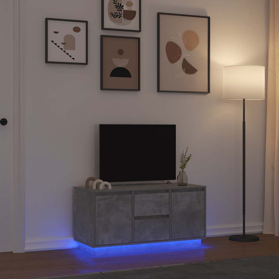 Tv-meubel met LED-verlichting 100x41x50 cm betongrijs