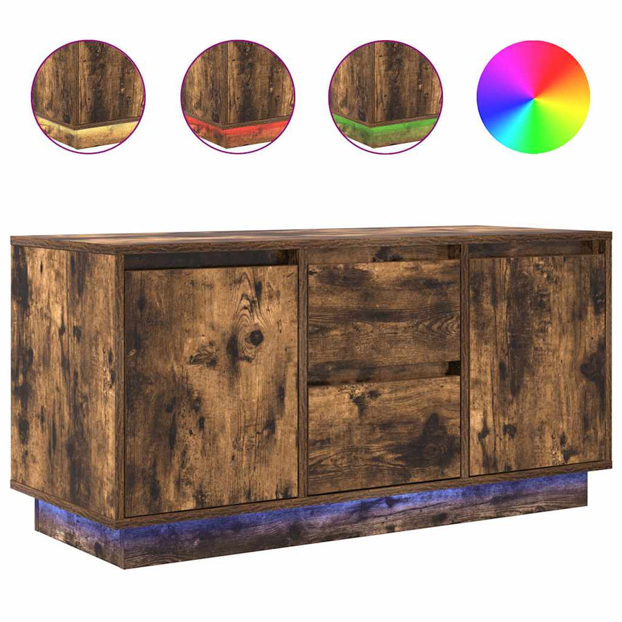 Tv-meubel met LED-verlichting 100x41x50 cm gerookt eikenkleurig