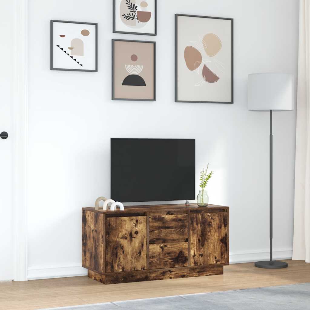 Tv-meubel met LED-verlichting 100x41x50 cm gerookt eikenkleurig