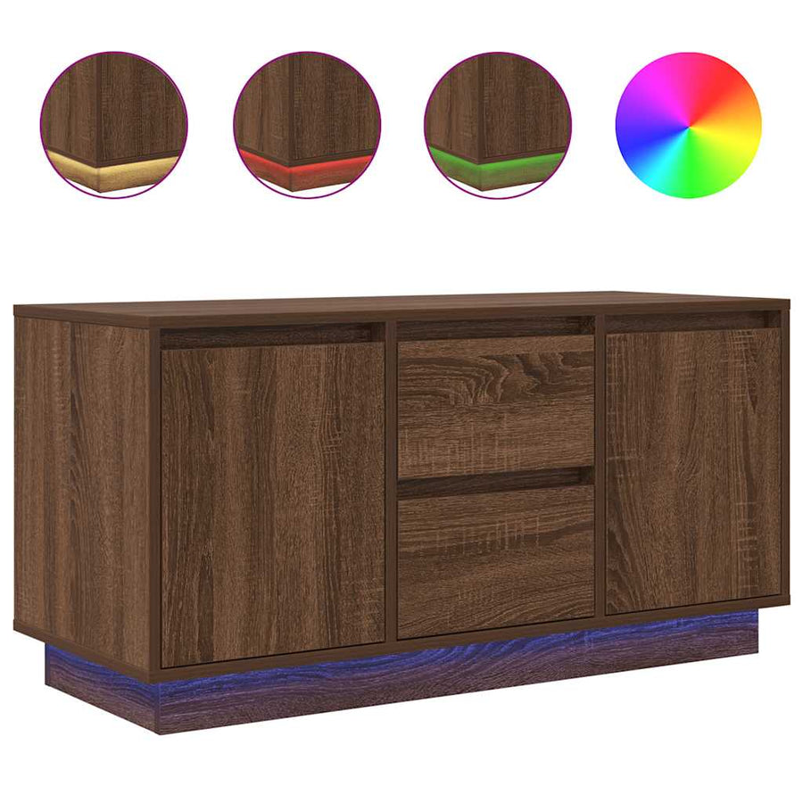 Tv-meubel met LED-verlichting 100x41x50 cm bruin eikenkleur