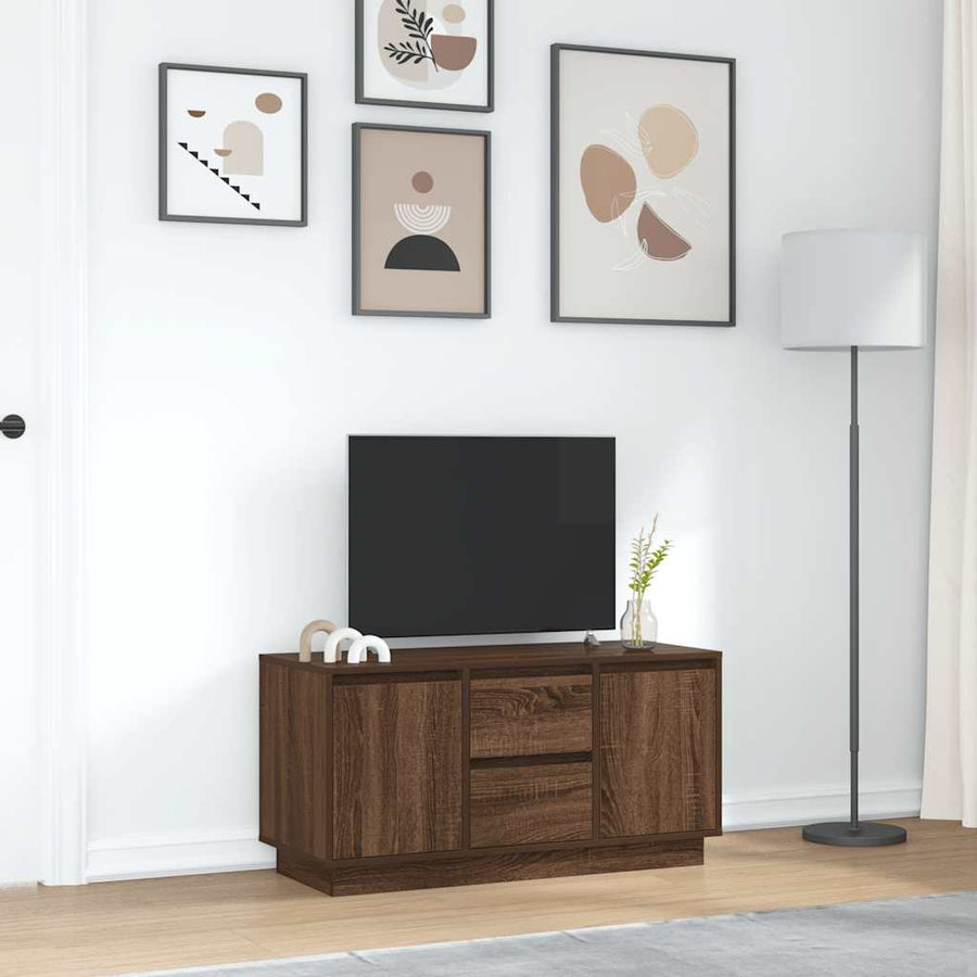 Tv-meubel met LED-verlichting 100x41x50 cm bruin eikenkleur