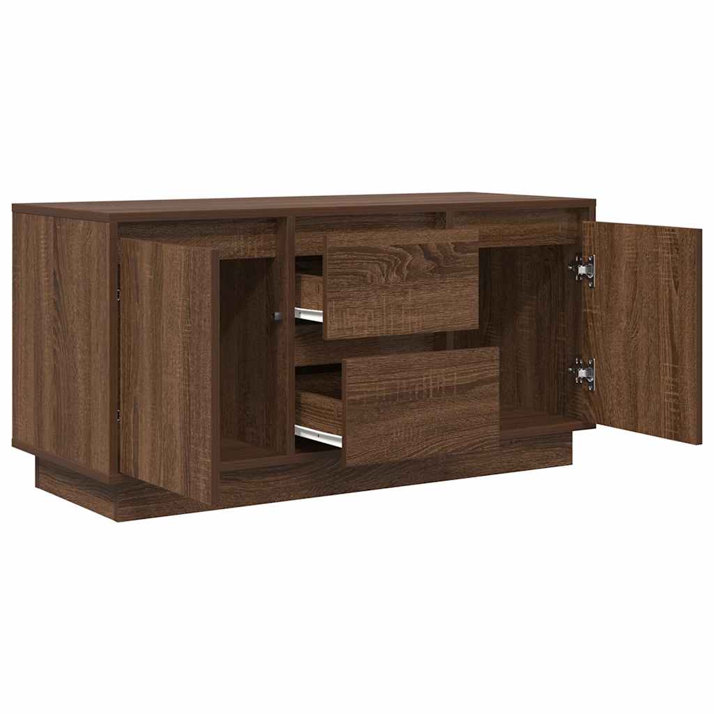 Tv-meubel met LED-verlichting 100x41x50 cm bruin eikenkleur