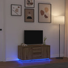 Tv-meubel 100x41x50 cm artisanaal eiken met led