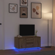 Tv-meubel 100x41x50 cm artisanaal eiken met led