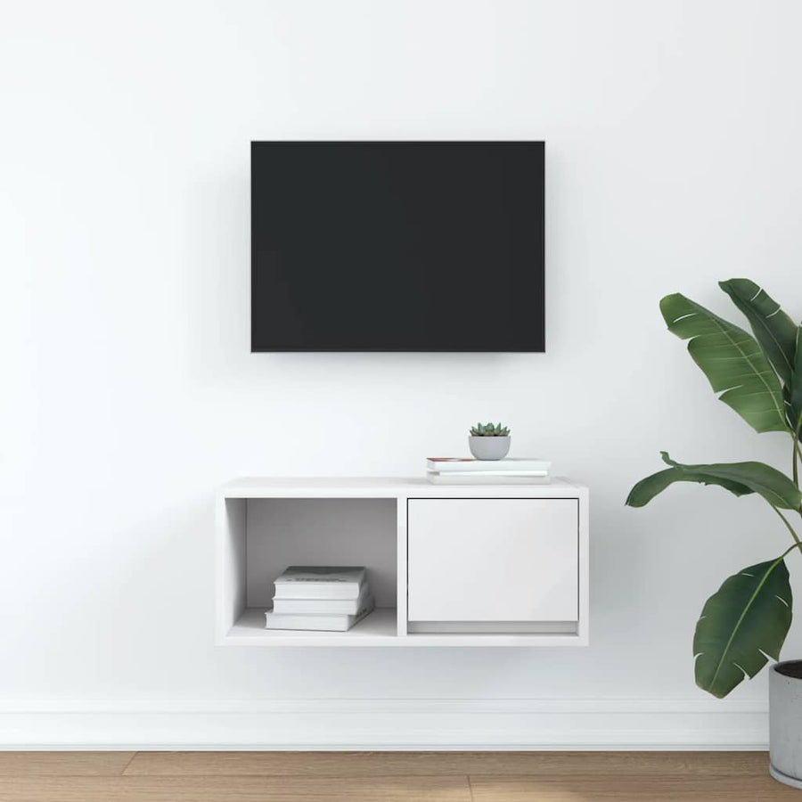 Tv-meubel 60x31x25,5 cm bewerkt hout wit