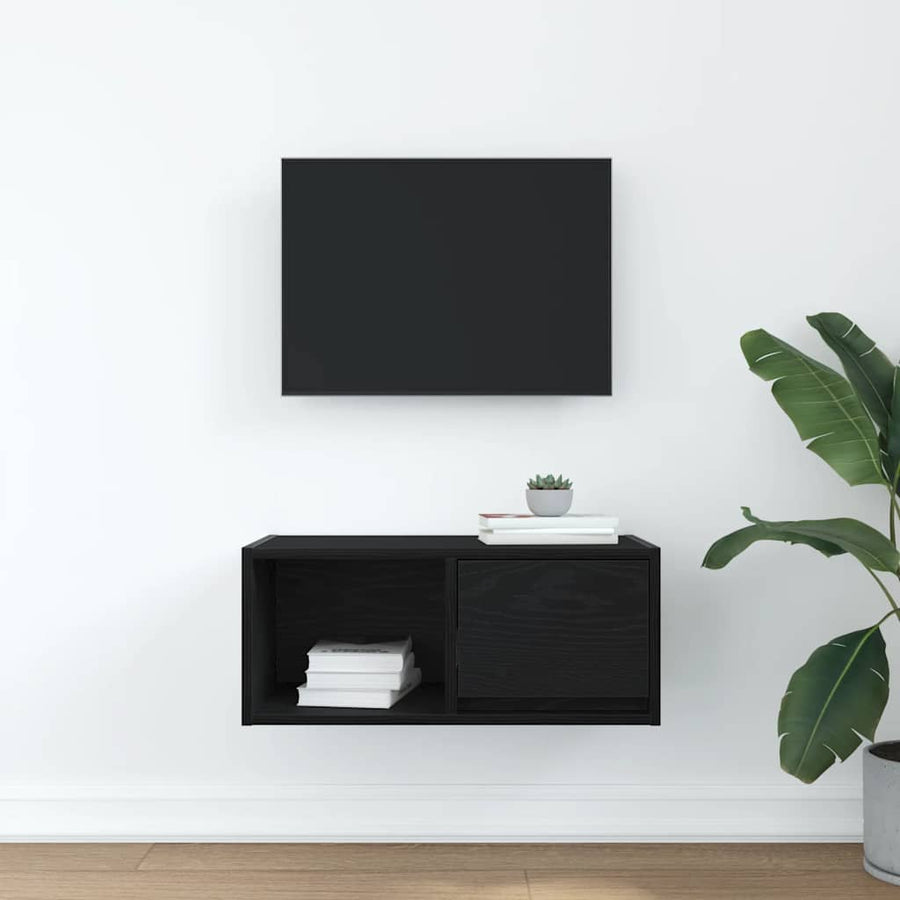 TV-meubel 60x31x25,5 cm spaanplaat zwart eikenkleurig