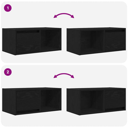 TV-meubel 60x31x25,5 cm spaanplaat zwart eikenkleurig