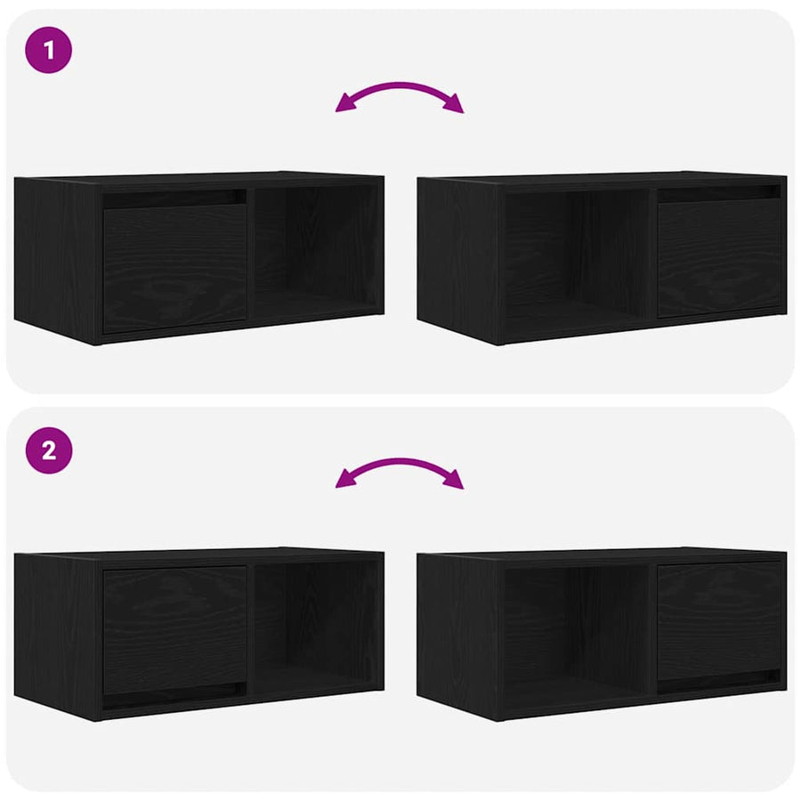 TV-meubel 60x31x25,5 cm spaanplaat zwart eikenkleurig