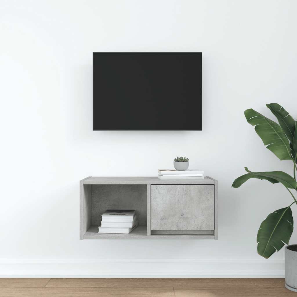 TV-meubel 60x31x25,5 cm bewerkt hout betongrijs