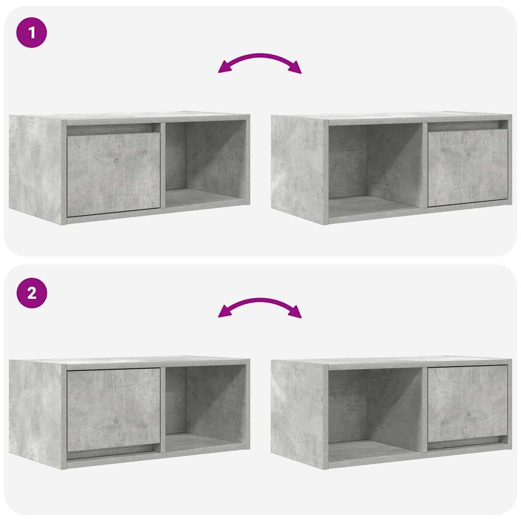 TV-meubel 60x31x25,5 cm bewerkt hout betongrijs