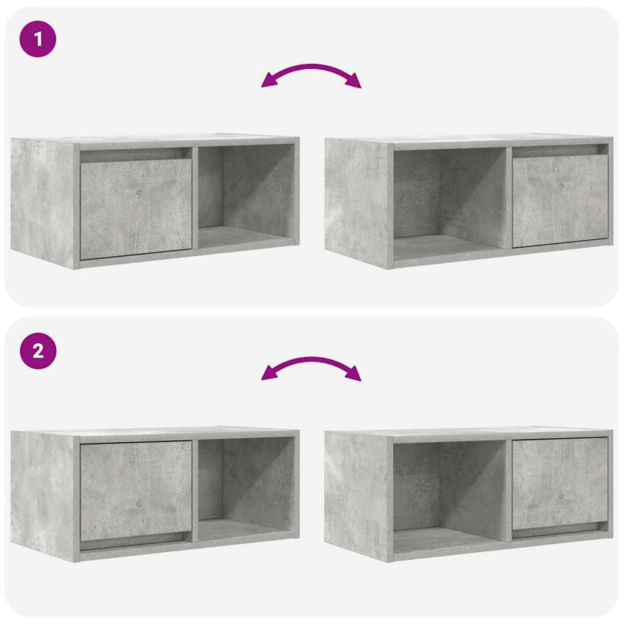 TV-meubel 60x31x25,5 cm bewerkt hout betongrijs