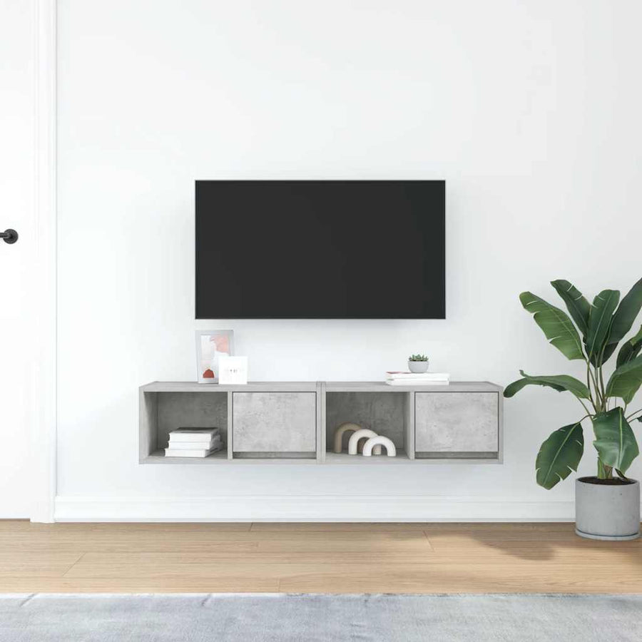 Tv-meubels 2 st 60x31x25,5 cm bewerkt hout betongrijs