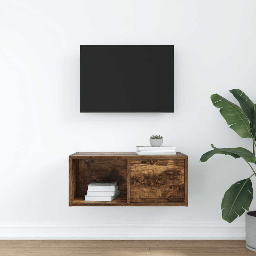 TV-meubel 60x31x25,5 cm bewerkt hout gerookt eikenkleurig