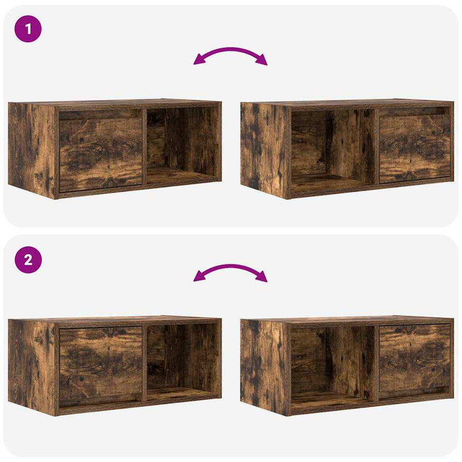 TV-meubel 60x31x25,5 cm bewerkt hout gerookt eikenkleurig