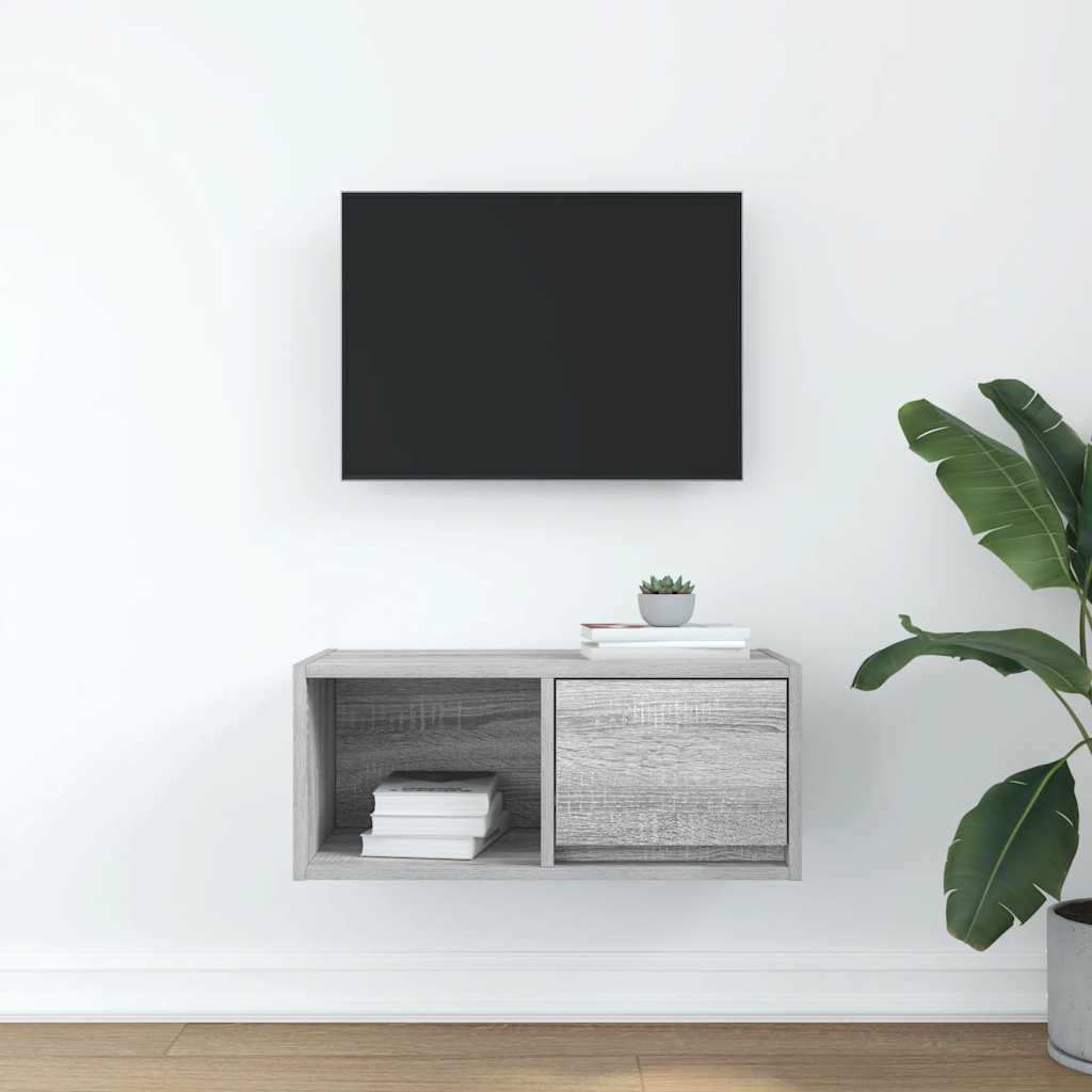 TV-meubel 60x31x25,5 cm bewerkt hout grijs sonoma eikenkleurig
