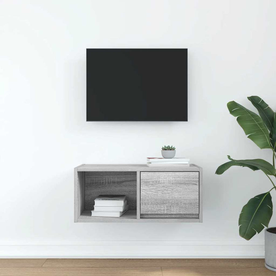 TV-meubel 60x31x25,5 cm bewerkt hout grijs sonoma eikenkleurig