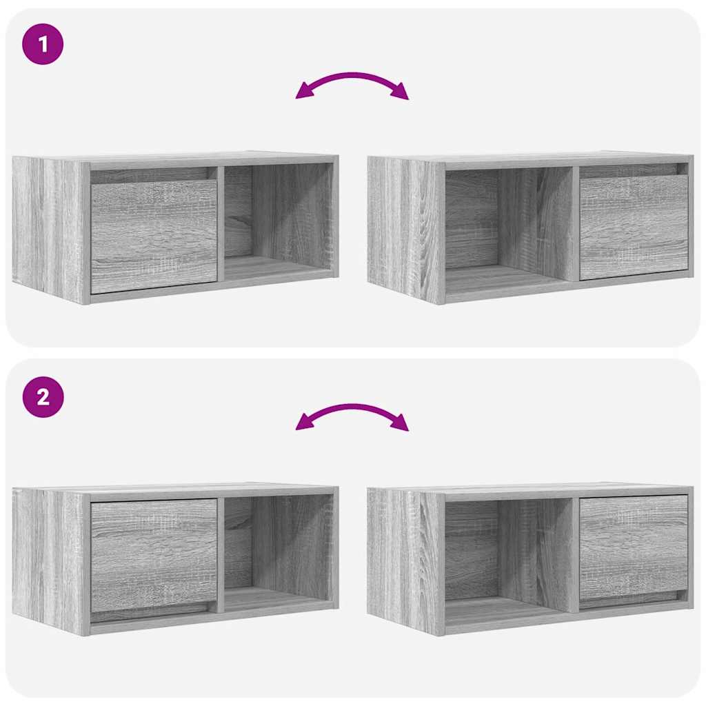 TV-meubel 60x31x25,5 cm bewerkt hout grijs sonoma eikenkleurig