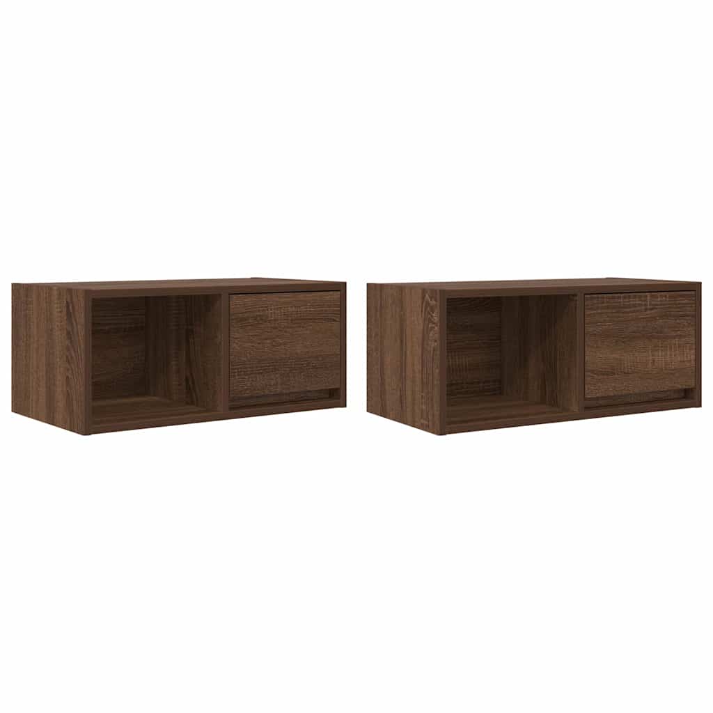 Tv-meubelen 2 st 60x31x25,5 cm bewerkt hout bruin eikenkleurig