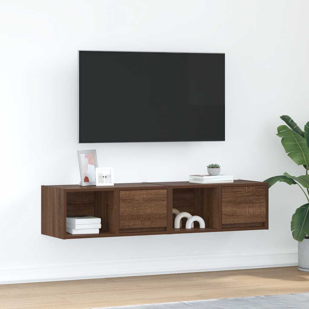 Tv-meubelen 2 st 60x31x25,5 cm bewerkt hout bruin eikenkleurig