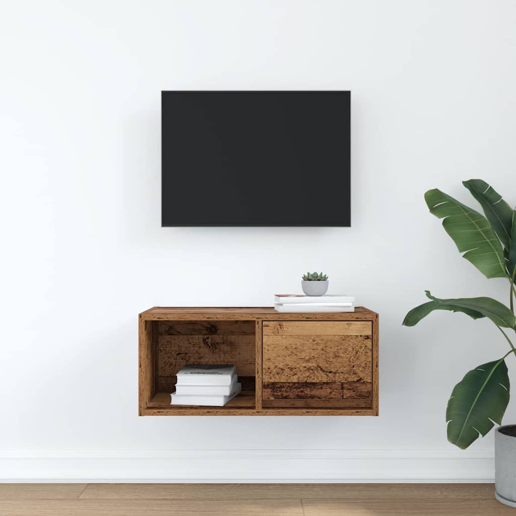 TV-meubel 60x31x25,5 cm bewerkt hout oud houtkleurig