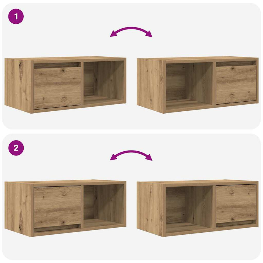 Tv-meubelen 2 st 60x31x25,5 cm bewerkt hout artisanaal eiken