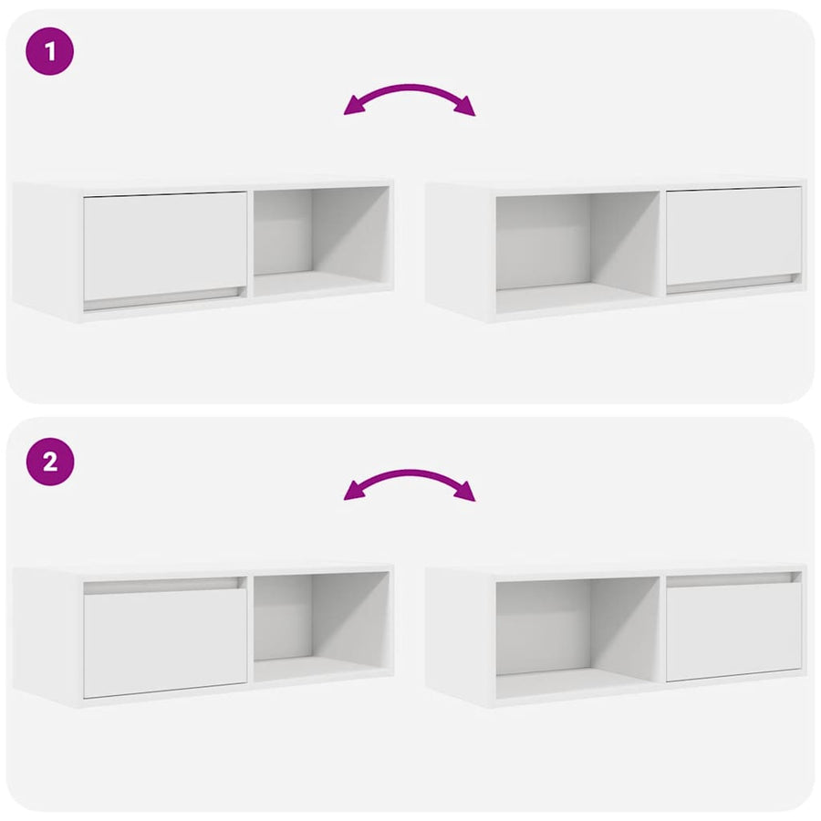 TV-meubel 80x31x25,5 cm bewerkt hout wit