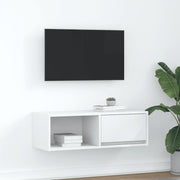 TV-meubel 80x31x25,5 cm bewerkt hout wit wandmontage