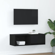 TV-meubel 80x31x25,5 cm spaanplaat zwart eiken
